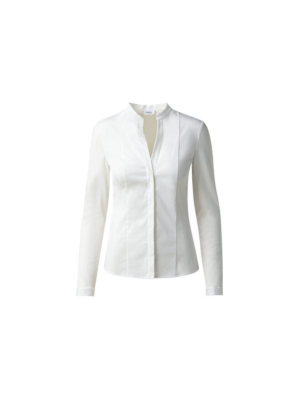 Designer Bluse aus Baumwolle mit Stretchanteil - Weiss