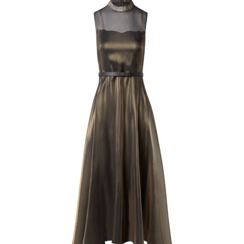 Goldig schimmerndes Seiden-Organza-Midikleid