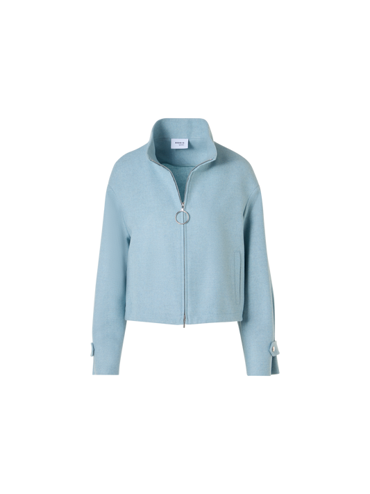 Designer Blouson-Jacke aus Wollmischung - Blau