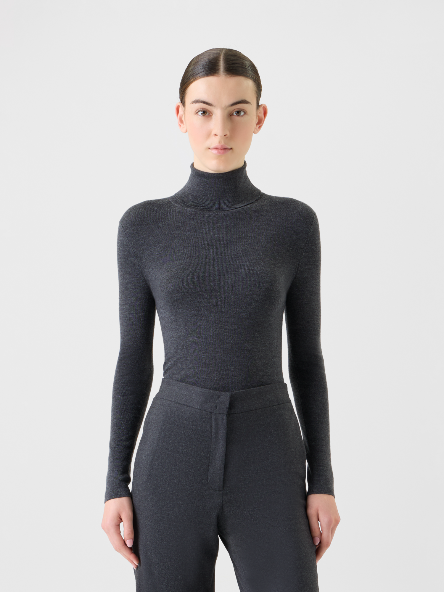 Designer Merino Wolle Turtle Neck Pullover - Grau 