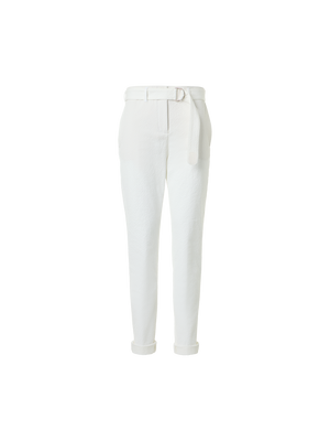 Designer Fallon schmal zulaufende Hose aus Baumwoll-Seersucker - Weiss