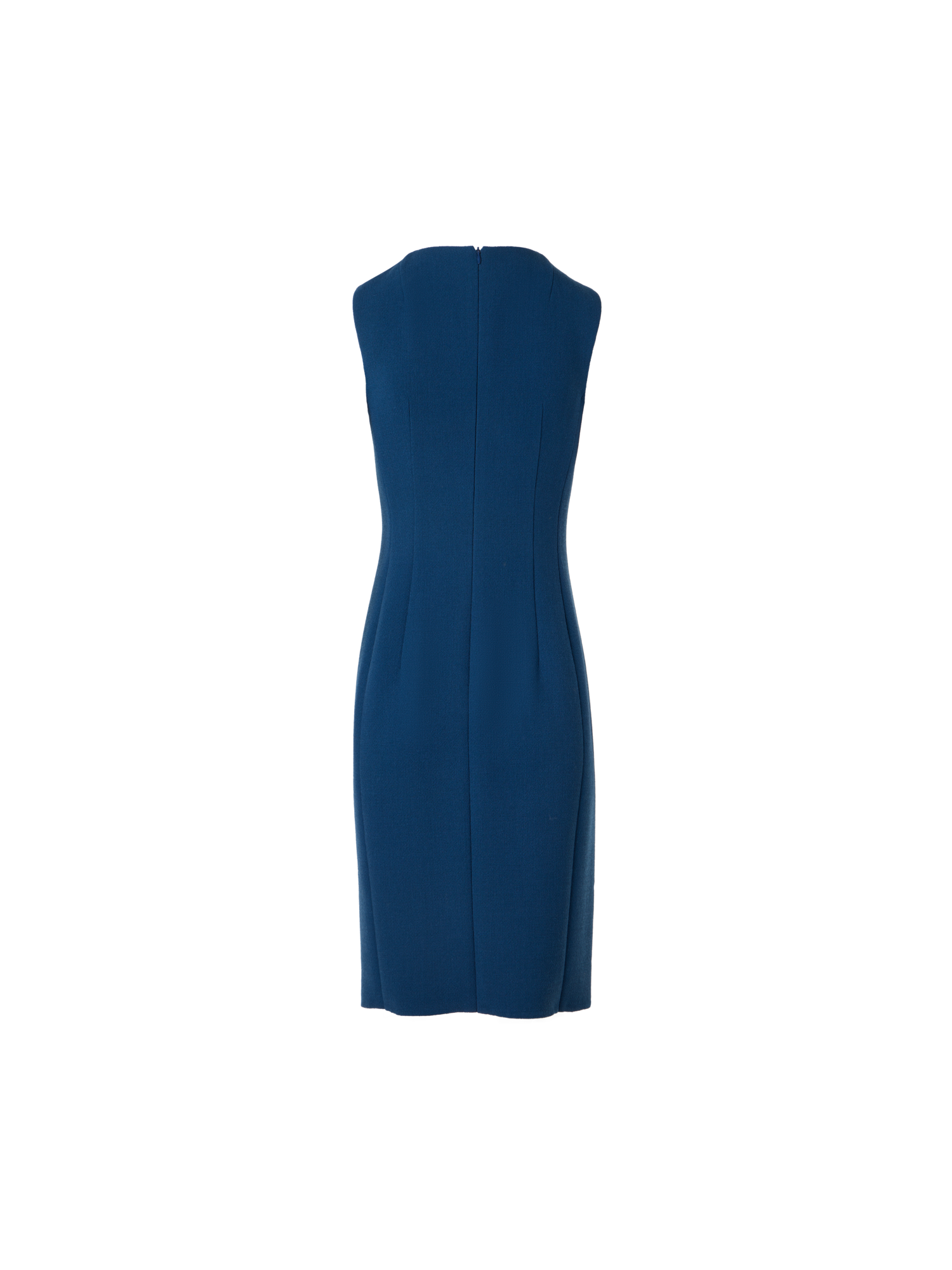 Designer Ärmelloses Etuikleid aus Wollkrepp-Doubleface - Blau