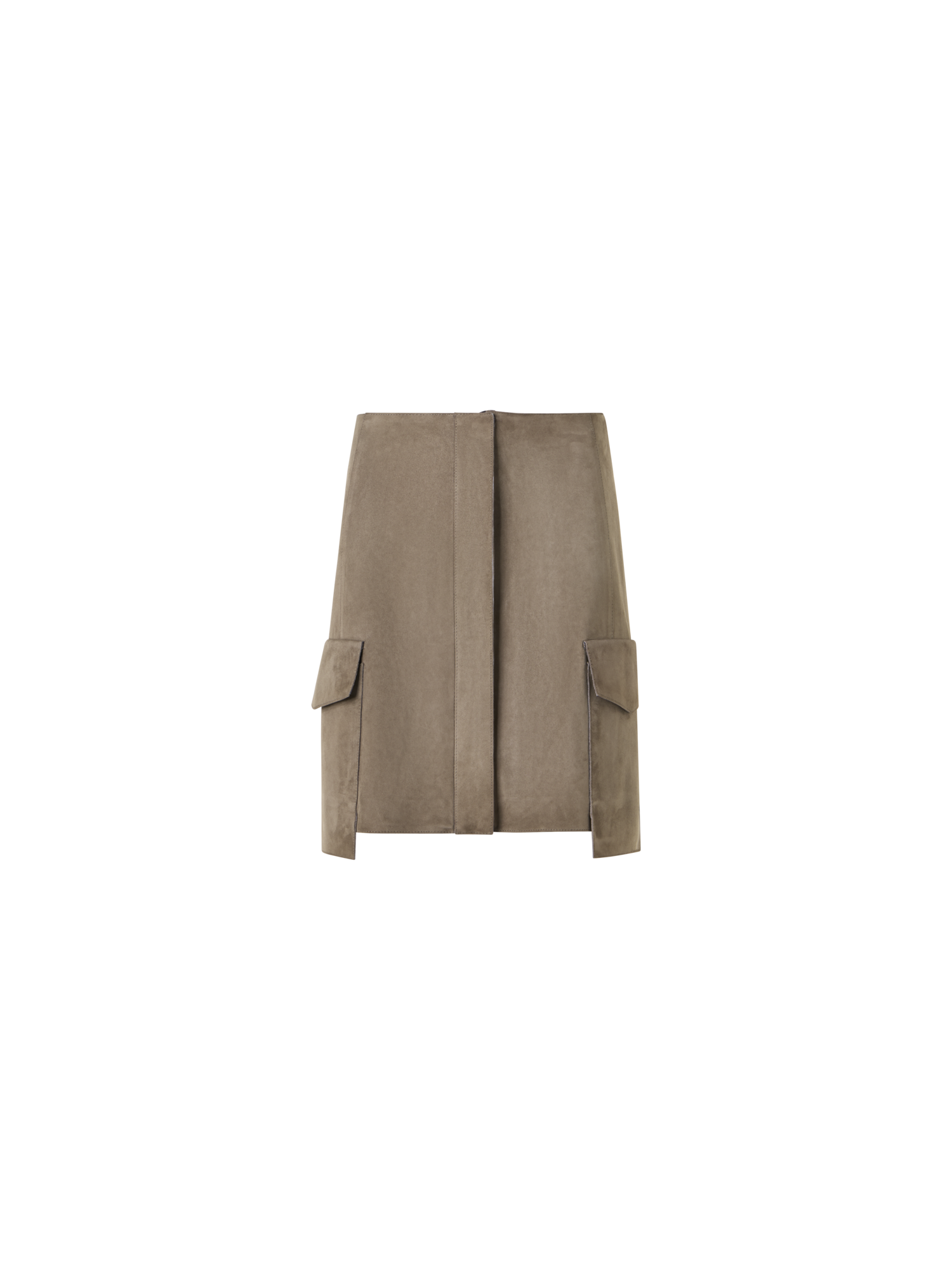 Designer Minirock aus Wildleder mit aufgesetzten Taschen - Beige