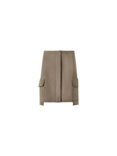 Designer Minirock aus Wildleder mit aufgesetzten Taschen - Beige