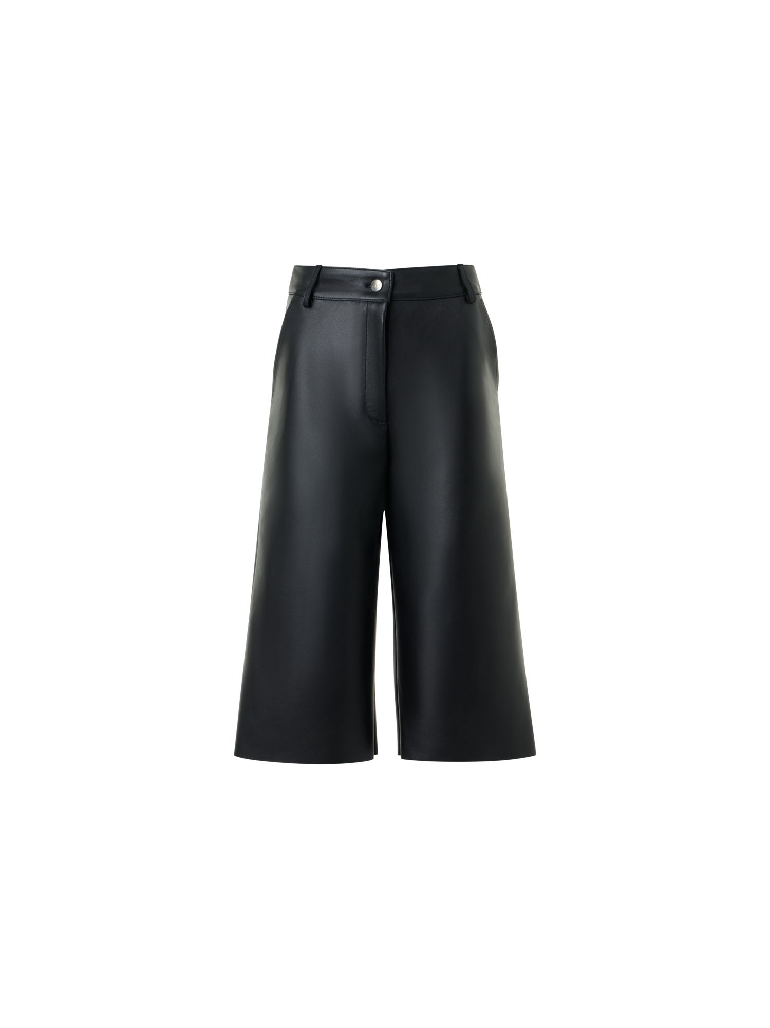 Designer WBermudashorts mit weitem Bein aus Nappalederide Leg Bermuda in Leather - Schwarz