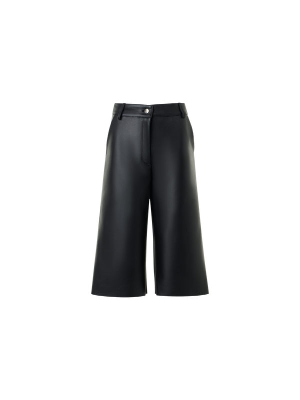 Designer WBermudashorts mit weitem Bein aus Nappalederide Leg Bermuda in Leather - Schwarz