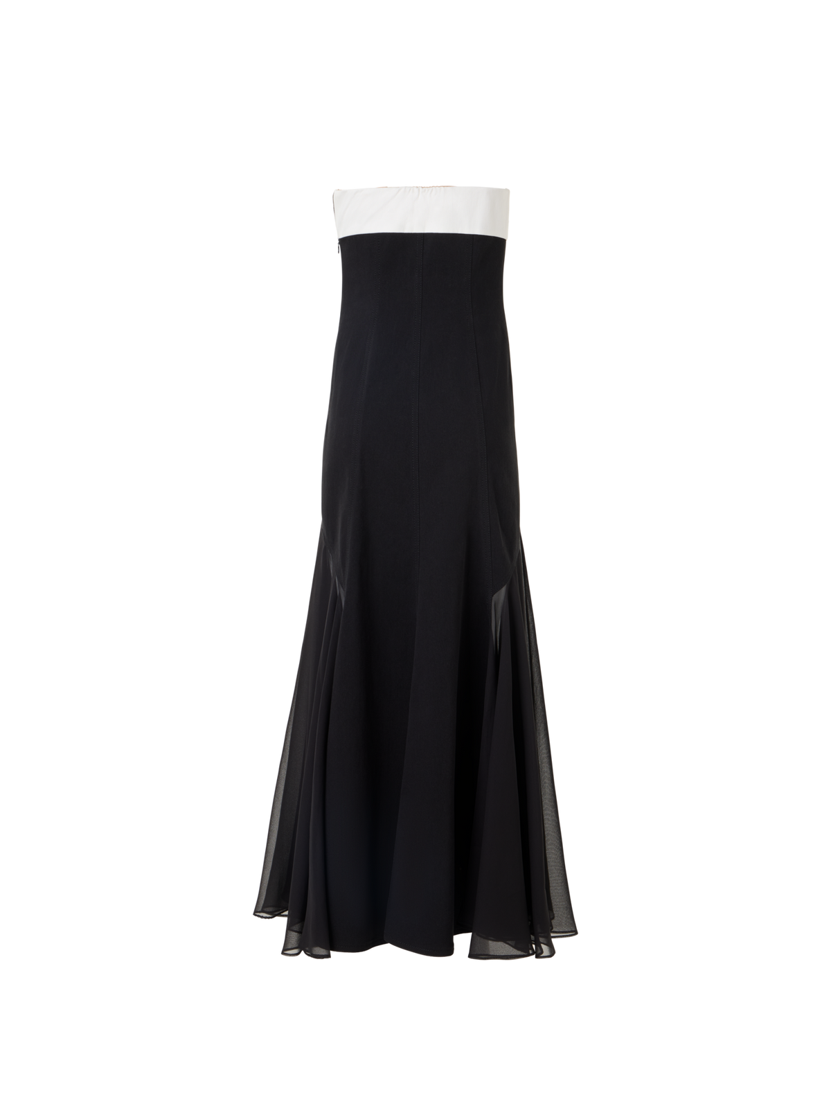 Designer Trägerloses Denim-Midikleid mit Seideneinsätzen - Schwarz
