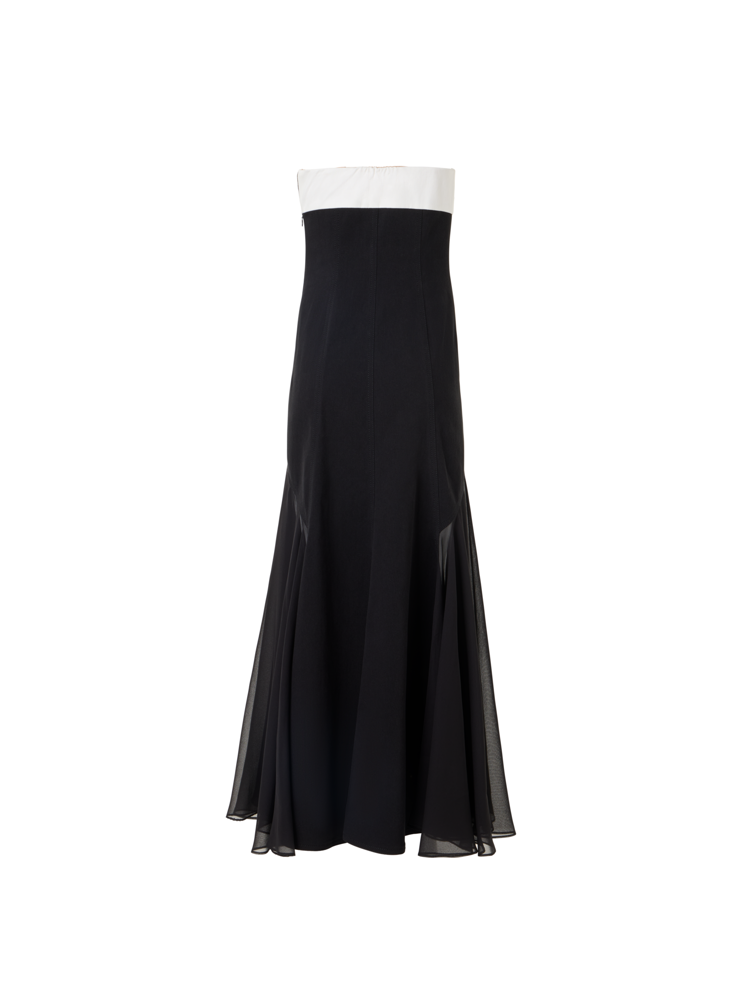 Designer Trägerloses Denim-Midikleid mit Seideneinsätzen - Schwarz