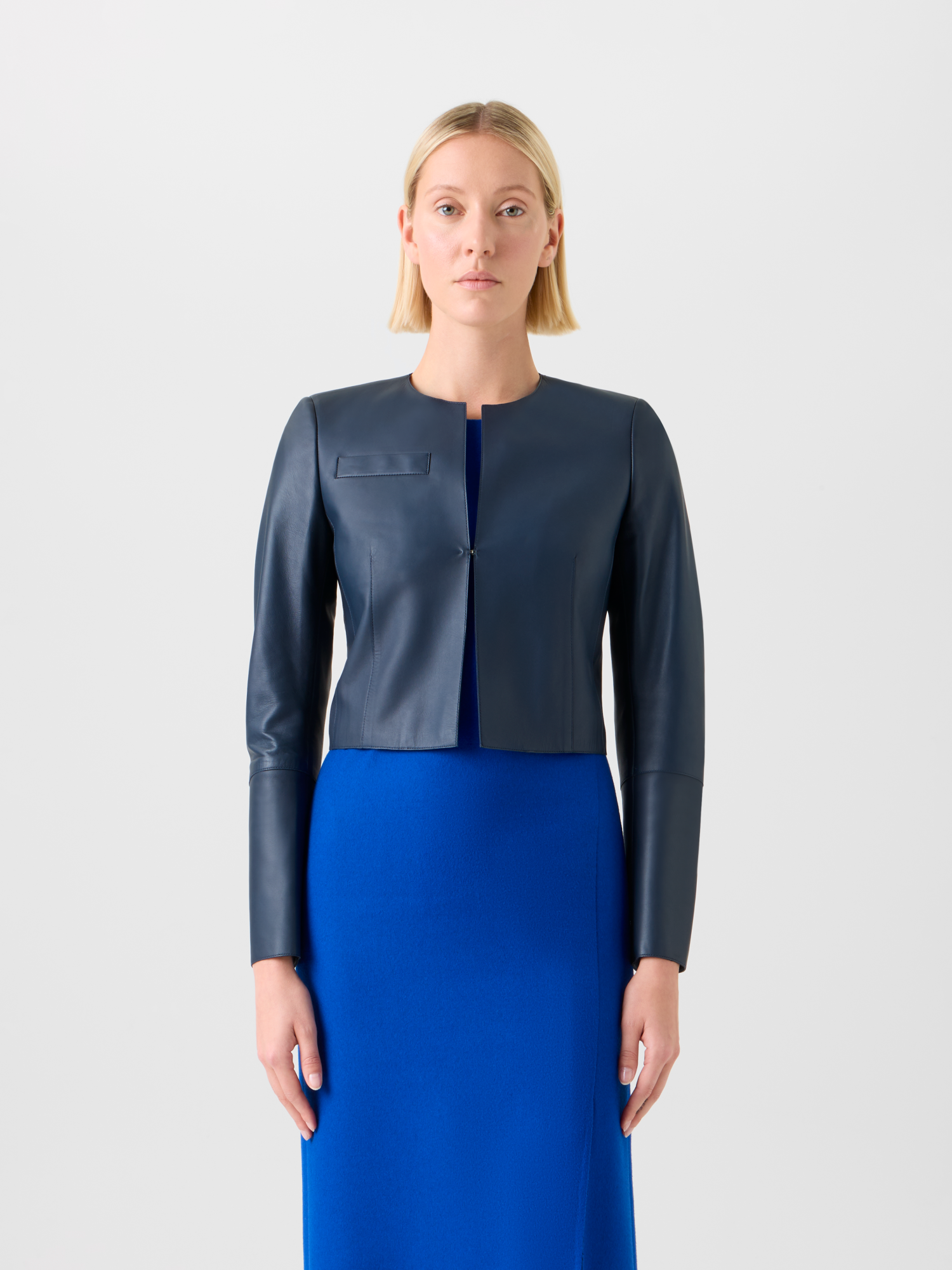 Designer Kurze Lederjacke - Dunkelblau - Blau 