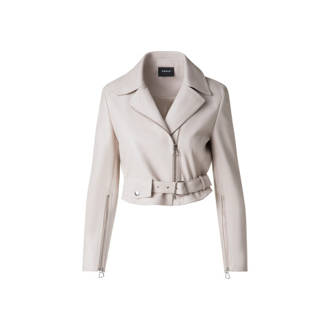 Cropped Leder-Bikerjacke