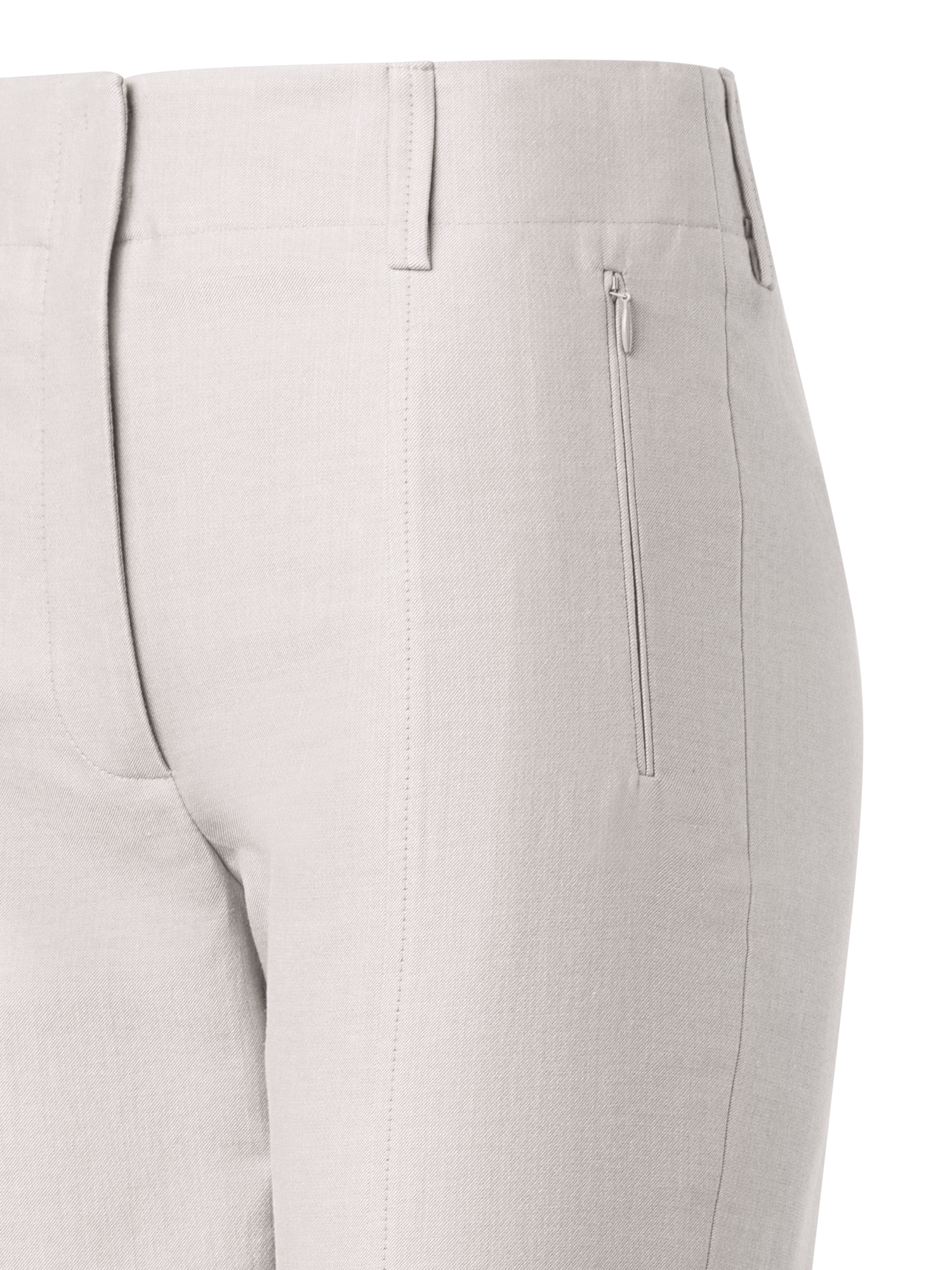Designer Slim Hose aus Baumwoll-Seiden-Doubleface - Beige - Grau