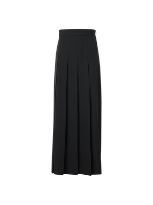 Designer Plissierter Midirock aus Wolle - Schwarz