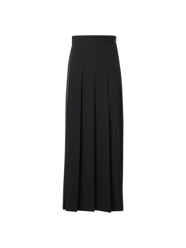 Designer Plissierter Midirock aus Wolle - Schwarz