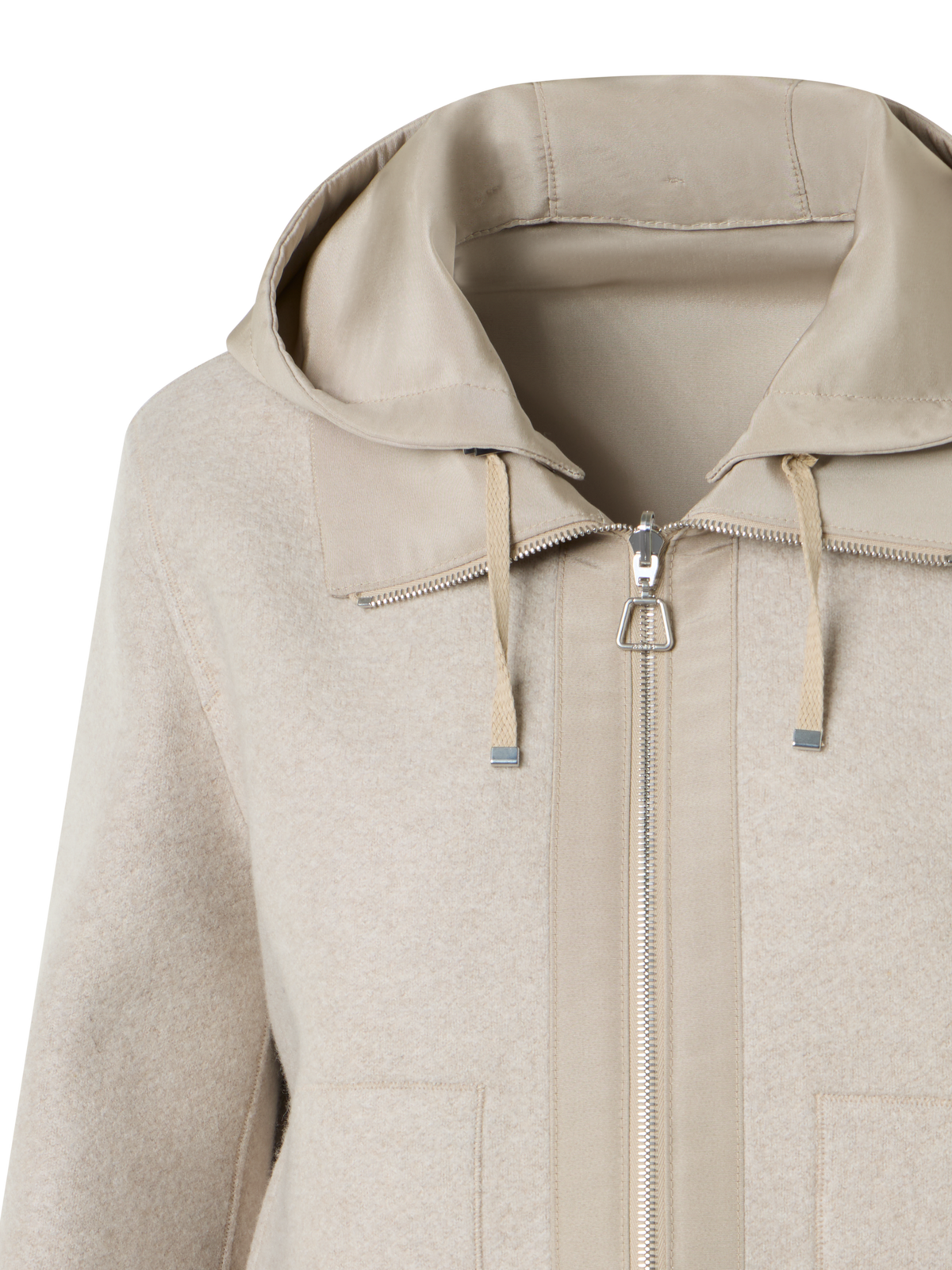 Designer Wendejacke aus Kaschmirjersey und Seide - Beige