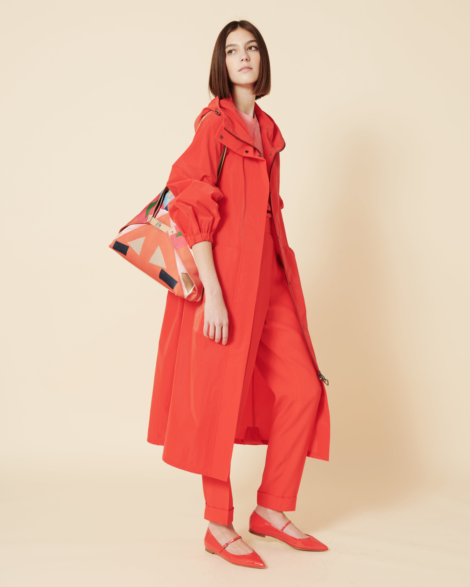 Designer Tapered Hose aus Crêpe - Rot 