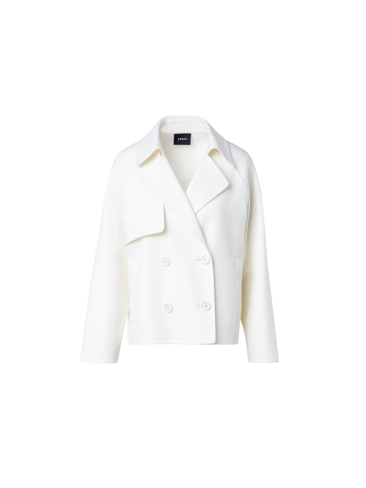 Designer Jacke im Trench-Stil aus Woll-Doubleface - Ecru - Weiss