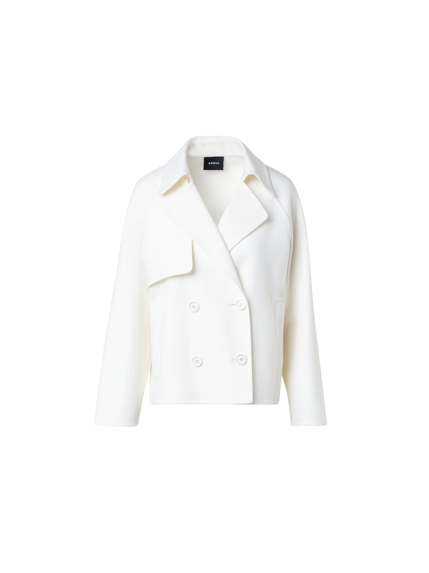 Designer Jacke im Trench-Stil aus Woll-Doubleface - Ecru - Weiss