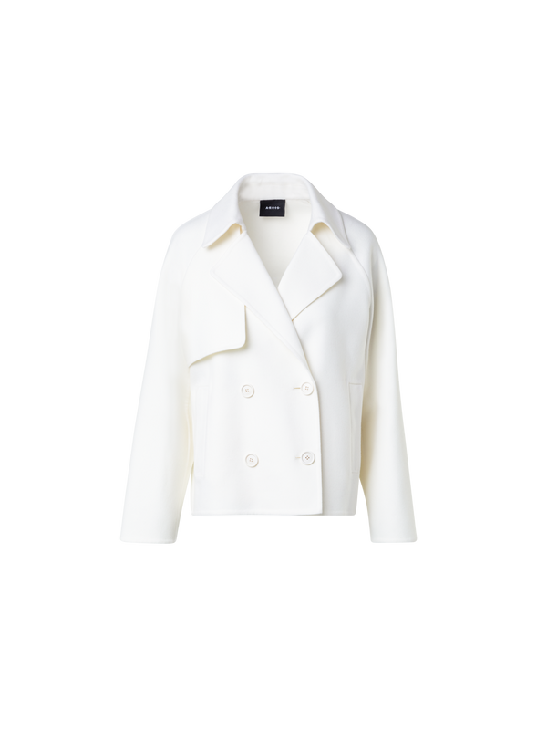 Designer Jacke im Trench-Stil aus Woll-Doubleface - Ecru - Weiss