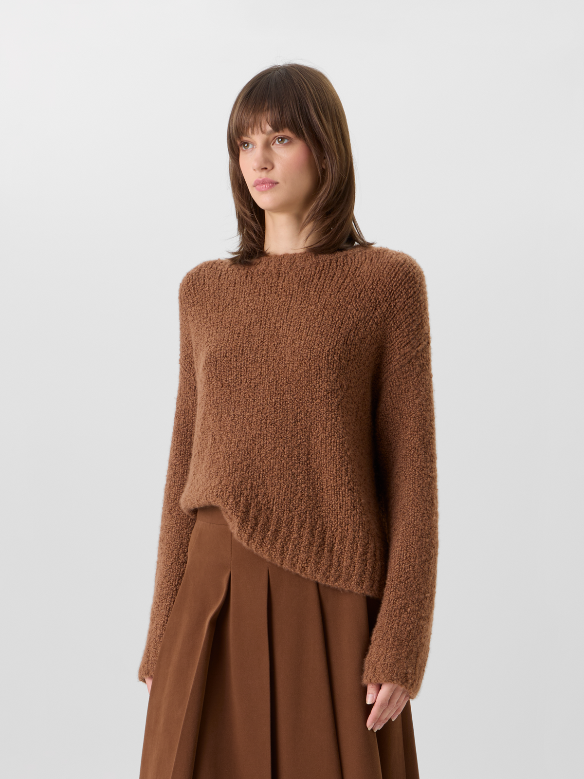 Designer Pullover aus Kaschmir-Seiden-Bouclé - Braun 