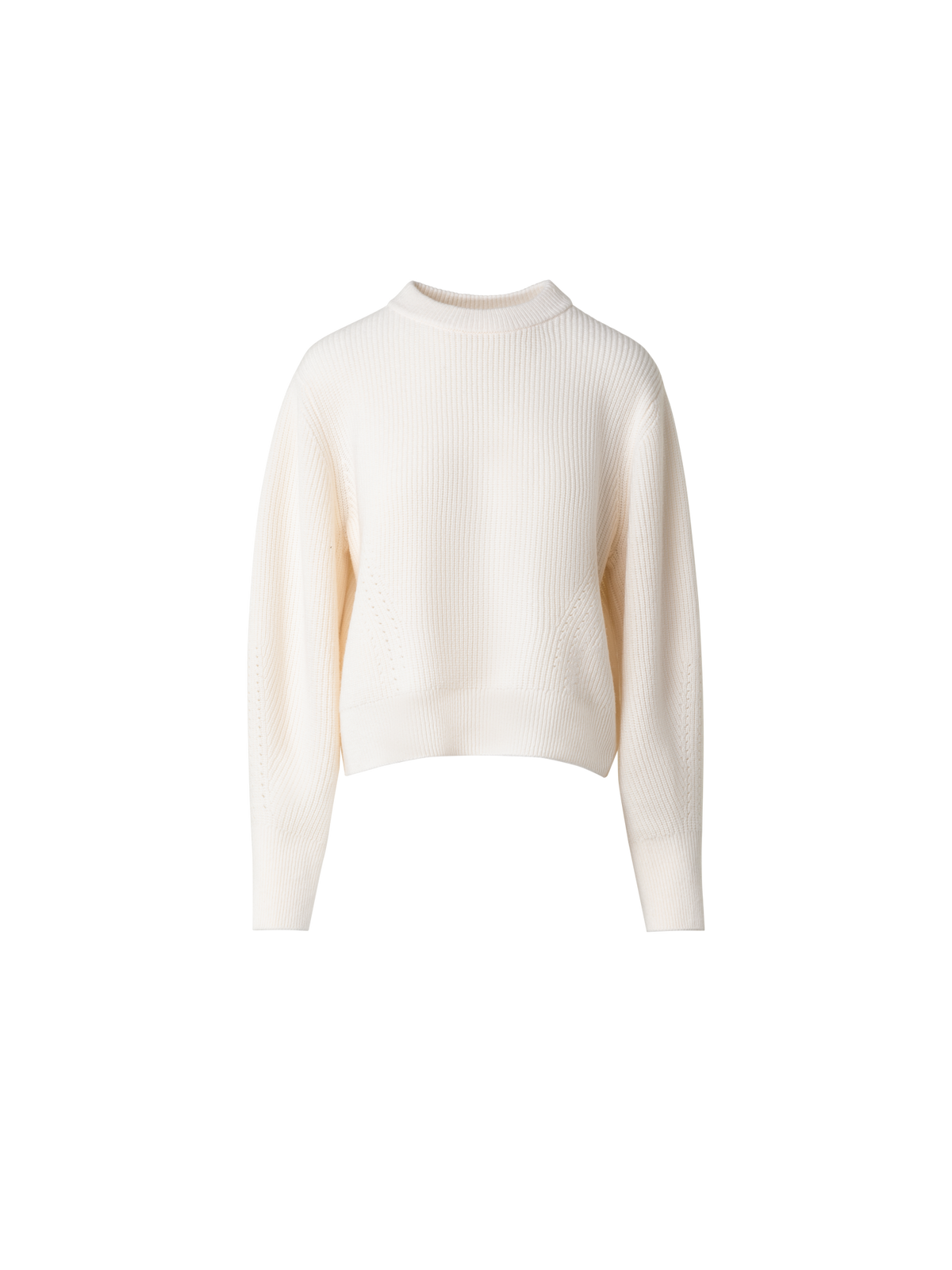 Designer Kurzer Strickpullover aus Wolle und Kaschmir - Ecru - Weiss