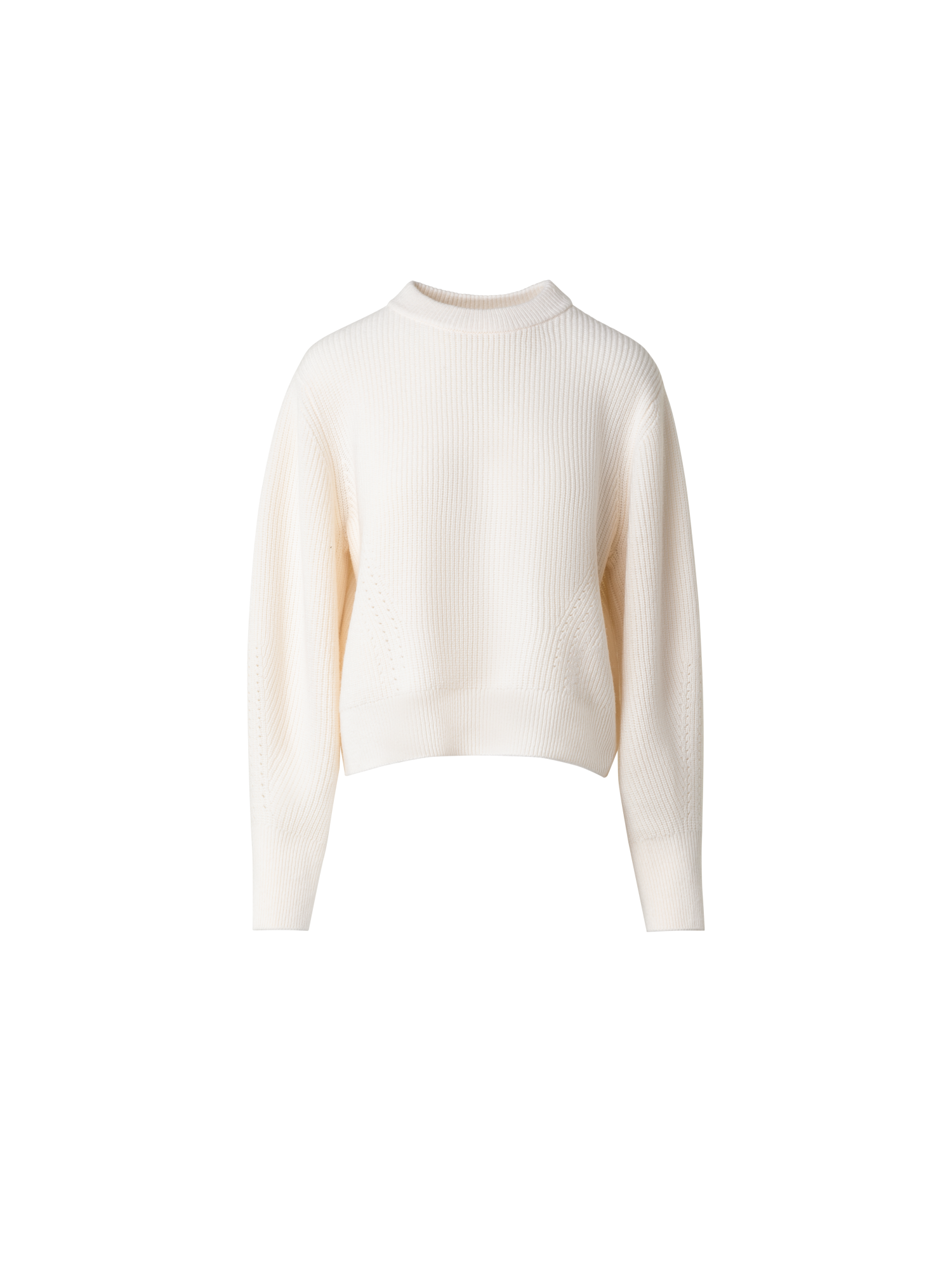 Designer Kurzer Strickpullover aus Wolle und Kaschmir - Ecru - Weiss