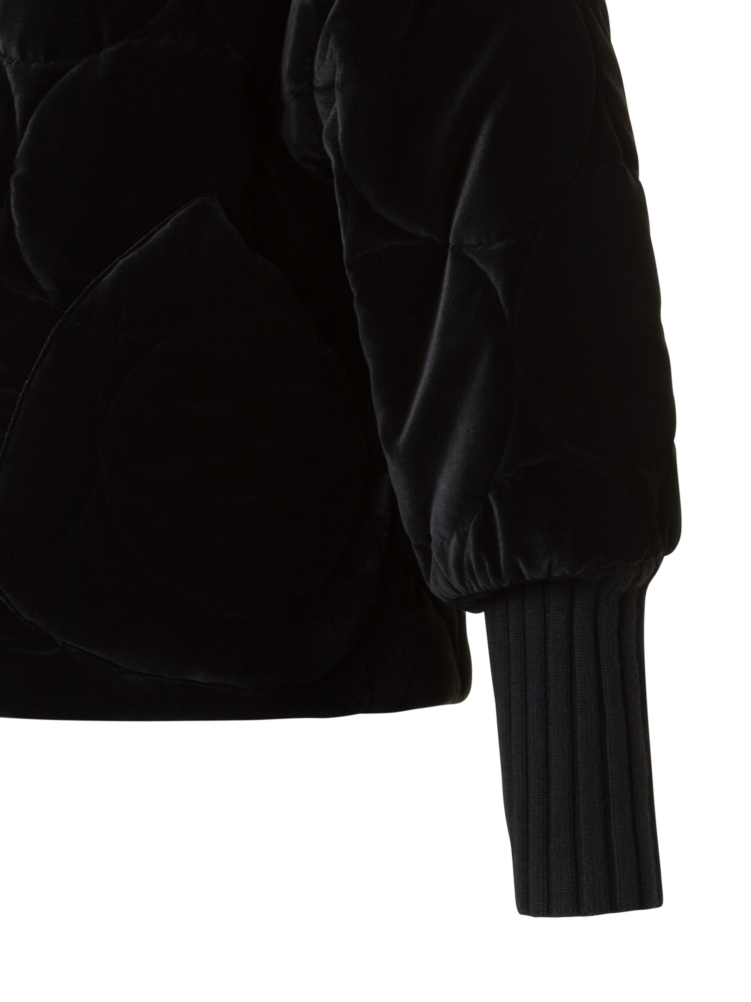 Designer Signature Punktestepp Samt Jacke - Schwarz