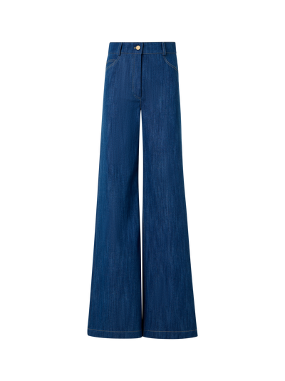 Designer Cooper Wide Leg Hose aus Stretch-Baumwolldenim - Dunkelblau - Blau