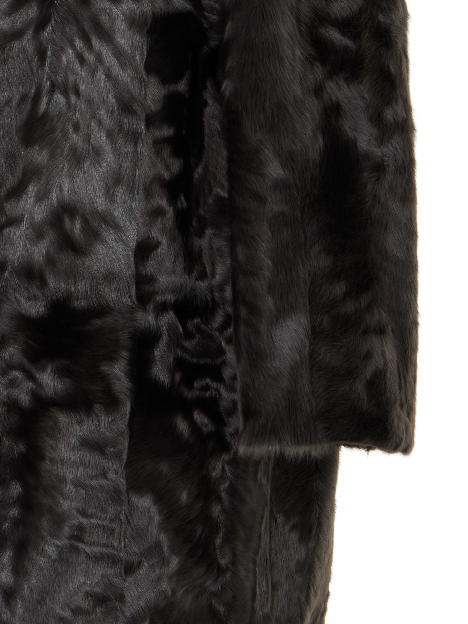 Designer Lamm-Shearling-Parka wendbar zu Seide - Grau