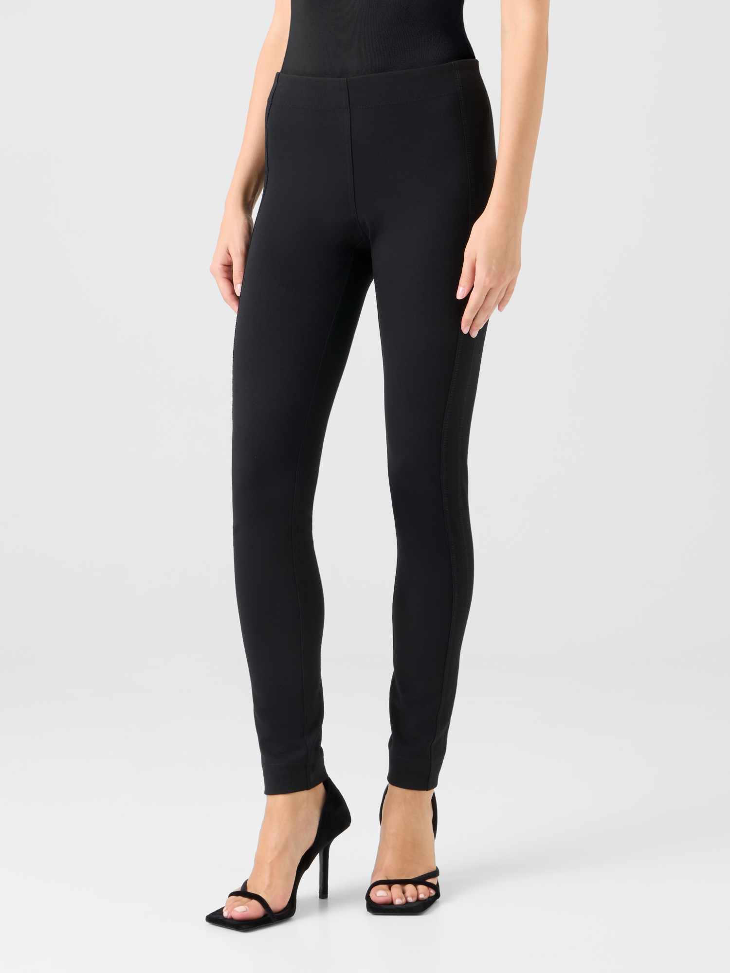 Designer Figurbetonte Jersey-Leggings - Schwarz 