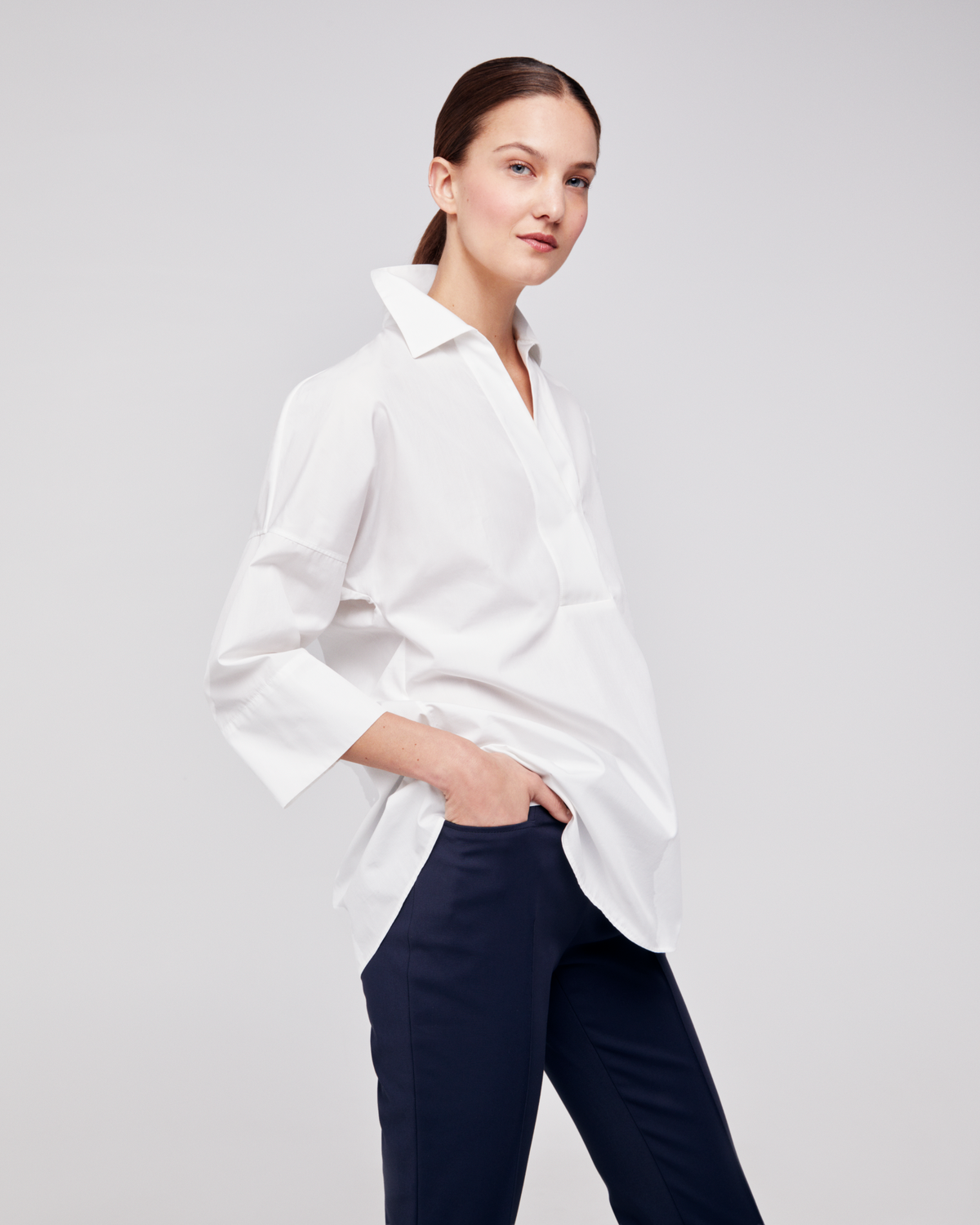 Designer Oversize Bluse aus Baumwolle - Weiss #editorial