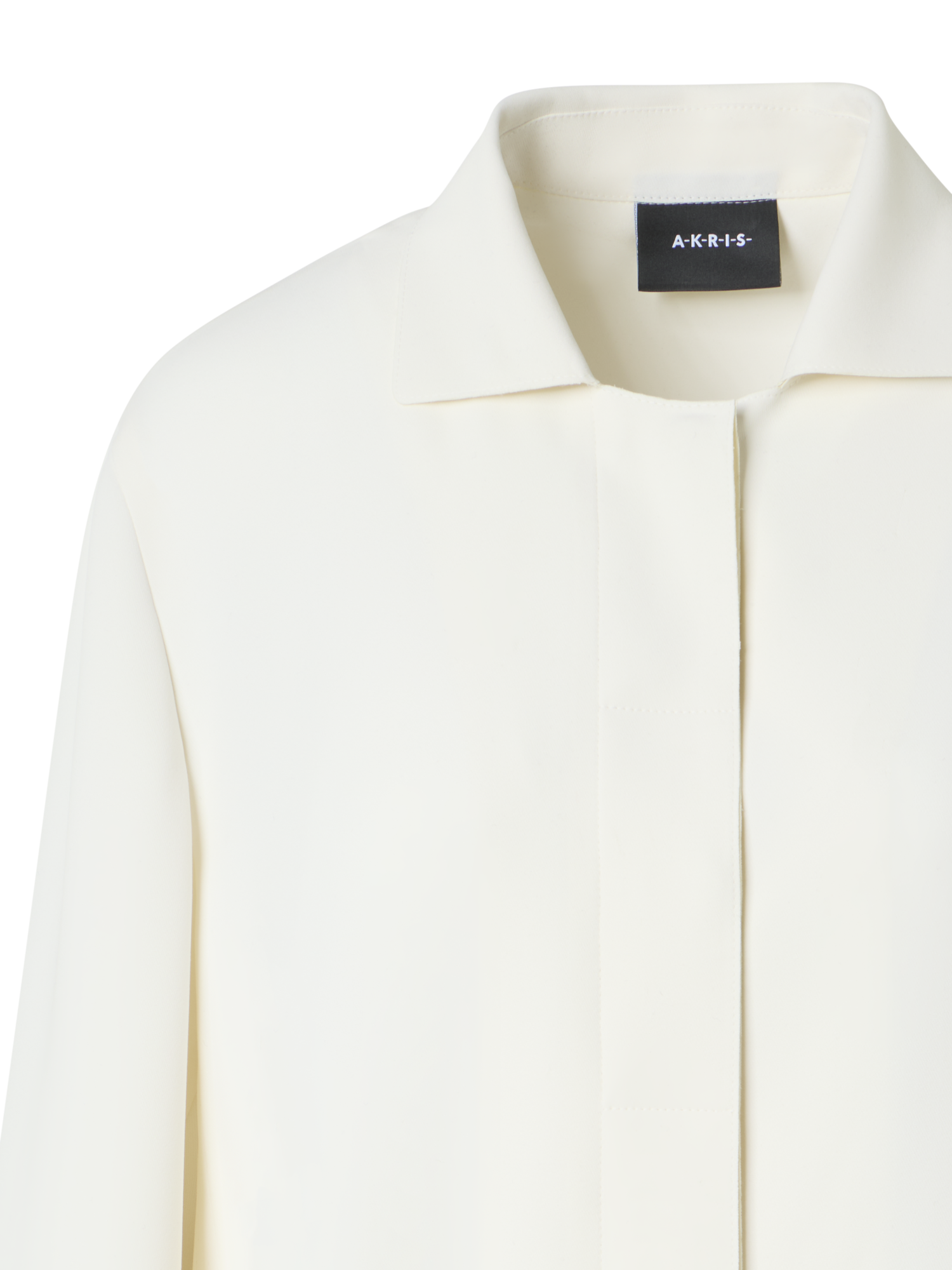 Designer Harp lange Jacke aus Techno-Crêpe mit aufgesetzter Tasche - Ecru