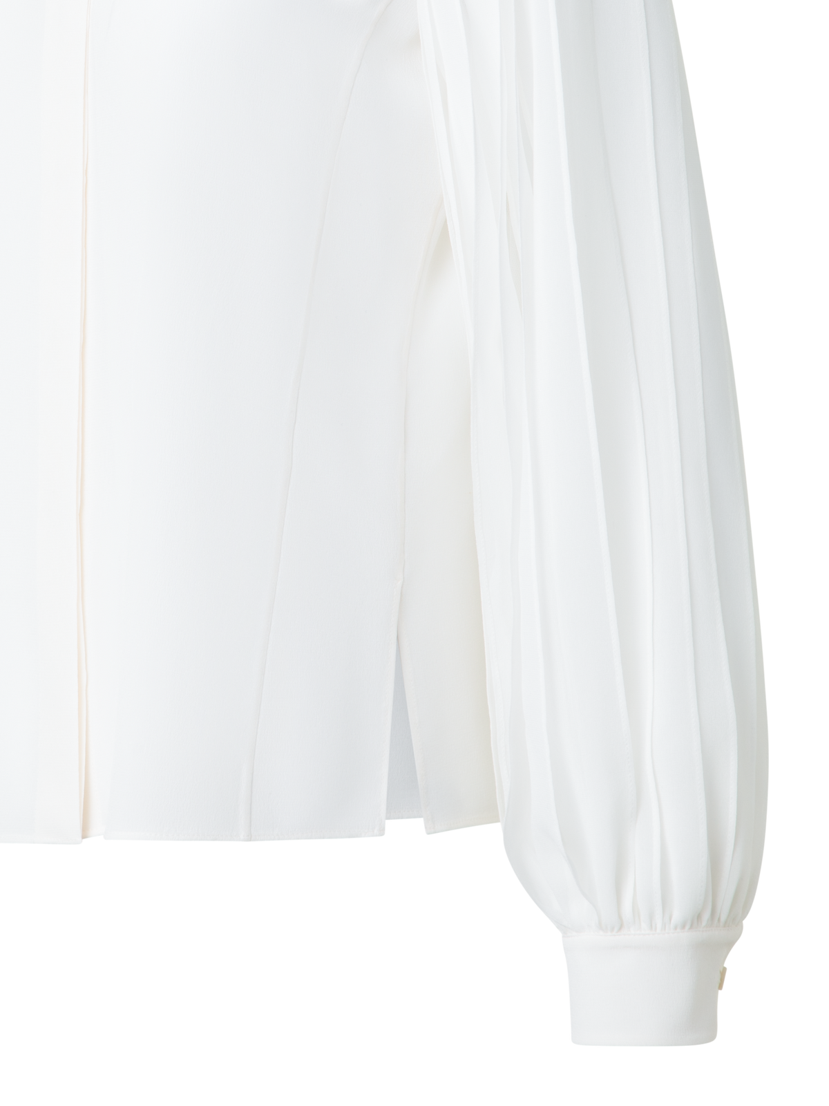 Designer Seidenbluse mit Schleifenärmeln - Ecru - Weiss