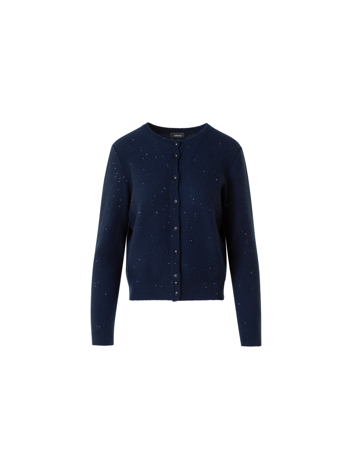 Designer Wolle Kaschmir Pailletten Strick Cardigan - Dunkelblau - Blau