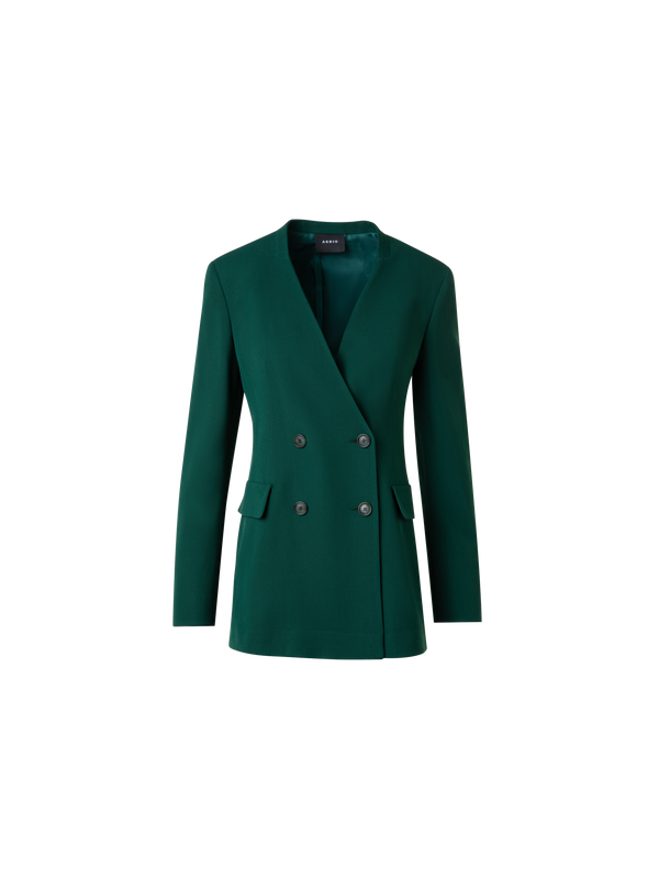 Designer Langer zweireihiger Blazer aus Wolle - Grün