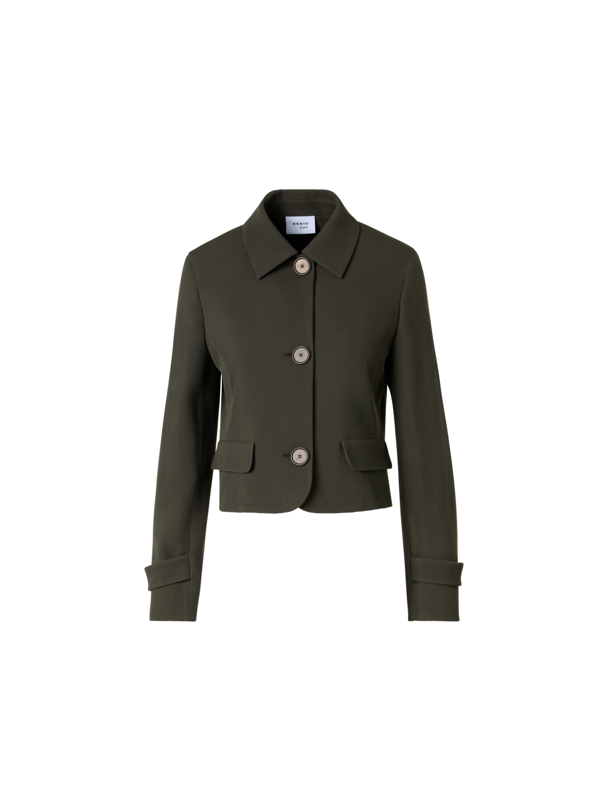 Designer Langärmelige Jacke aus Woll-Tricotine - Grün