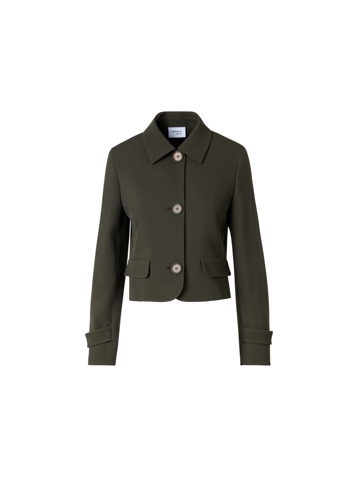 Designer Langärmelige Jacke aus Woll-Tricotine - Grün