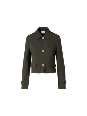 Designer Langärmelige Jacke aus Woll-Tricotine - Grün