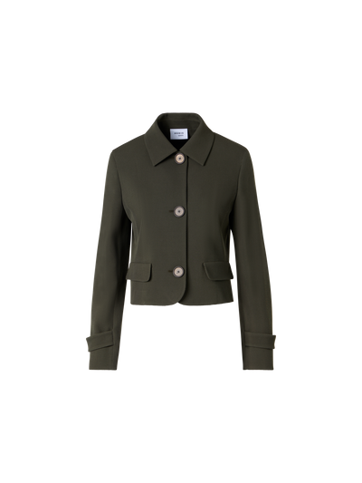 Designer Langärmelige Jacke aus Woll-Tricotine - Grün