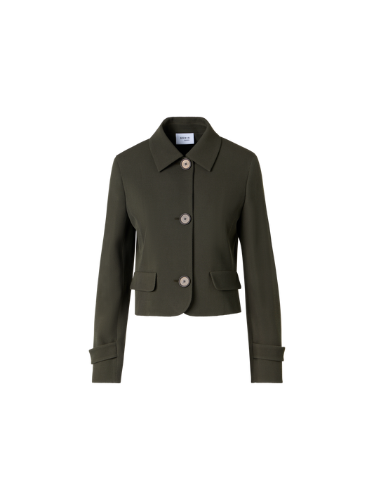 Designer Langärmelige Jacke aus Woll-Tricotine - Grün