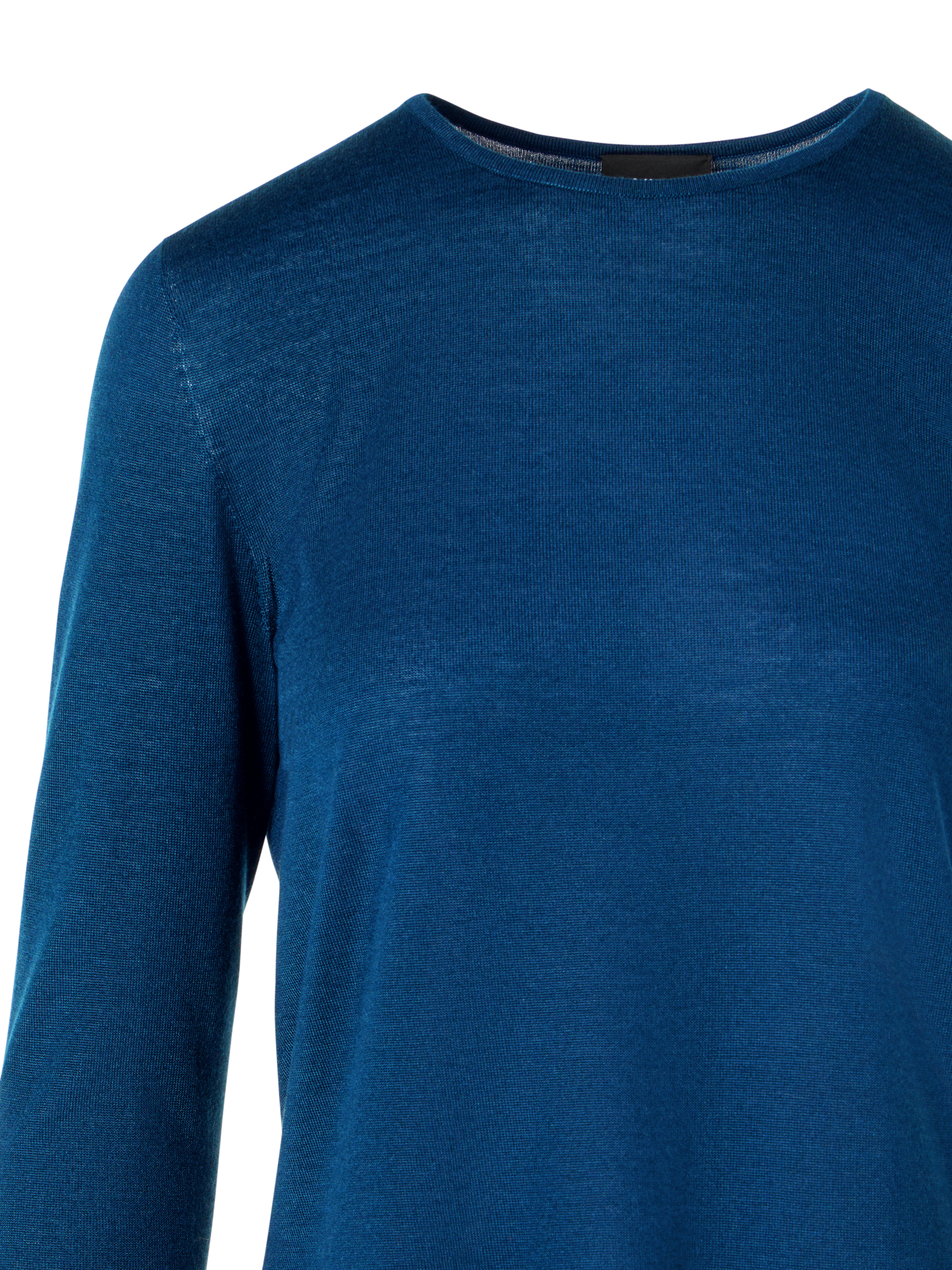 Designer Langärmeliger Strickpullover aus Kaschmir-Seide - Blau