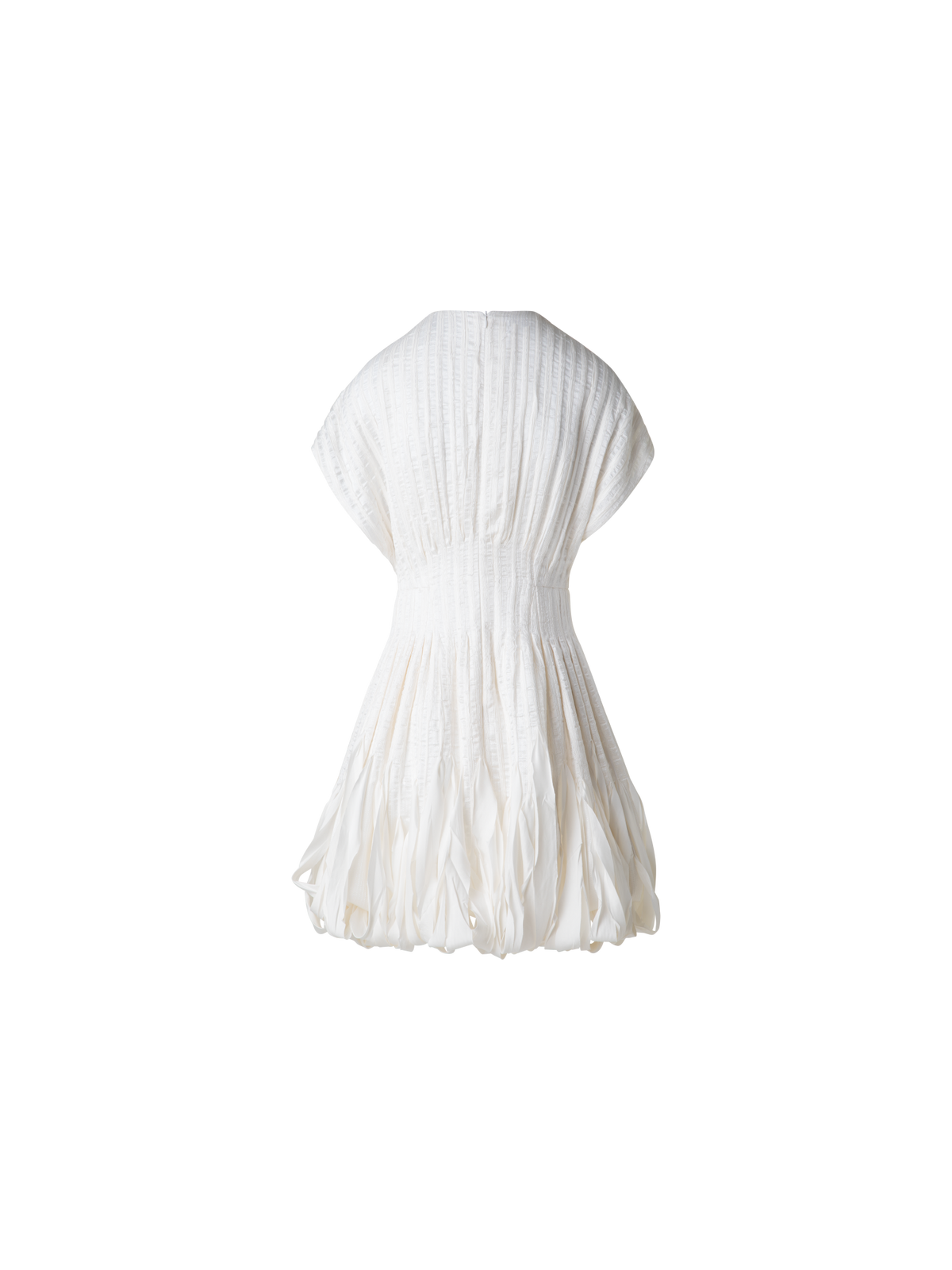 Designer Kurzes Seidenkleid mit Schleifen-Rock - Ecru - Weiss