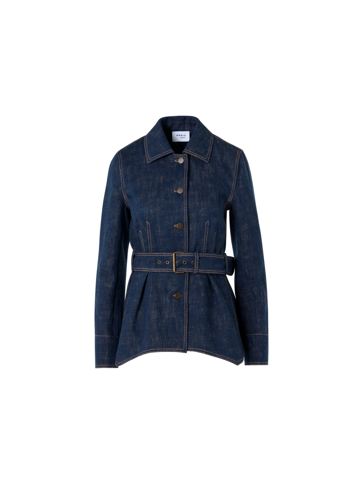 Designer Gegürtete Jacke aus Winter-Denim - Dunkelblau