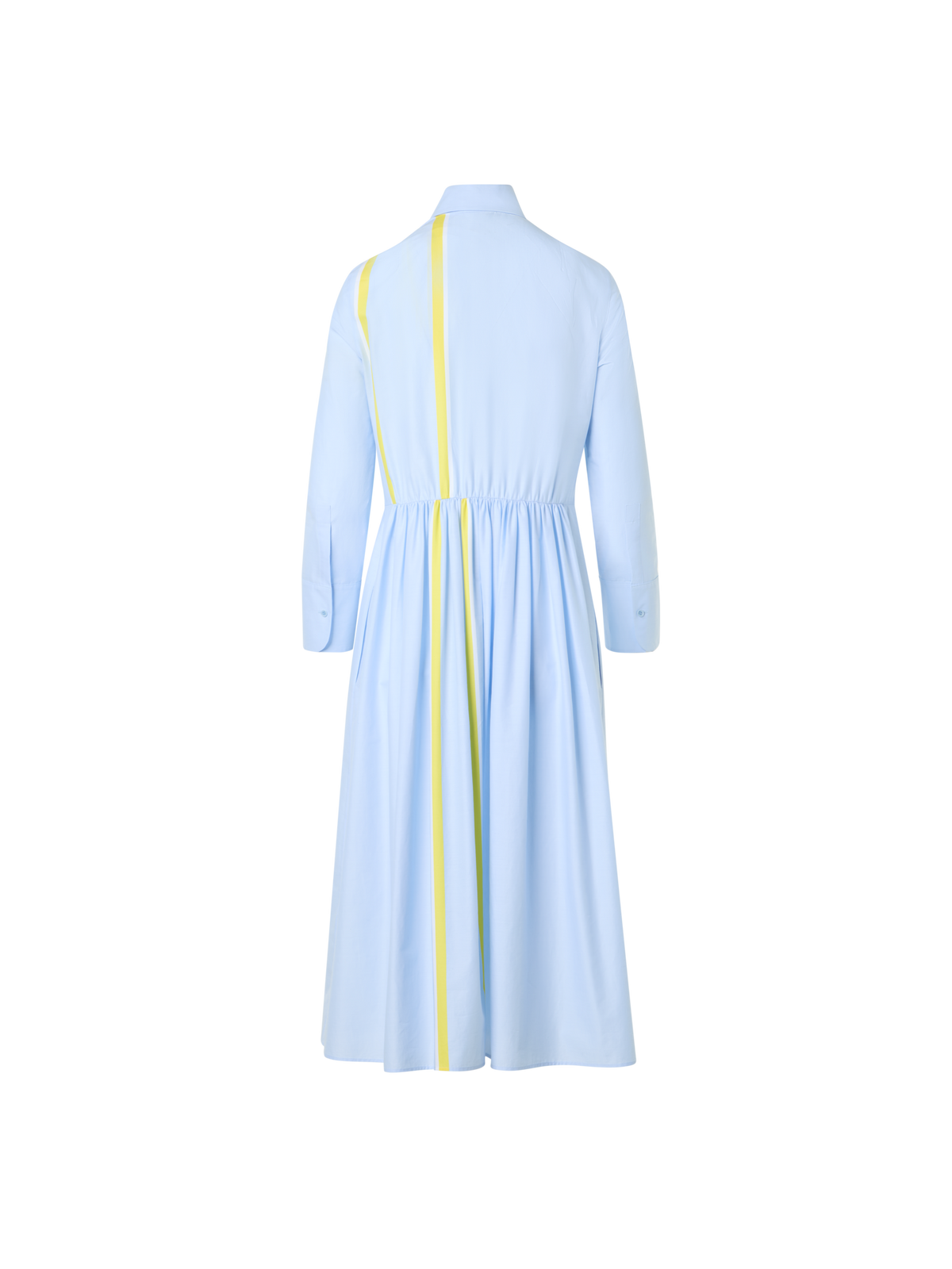 Designer Gestreiftes Midi-Hemdblusenkleid aus Baumwoll-Chambray - Blau - Bunt