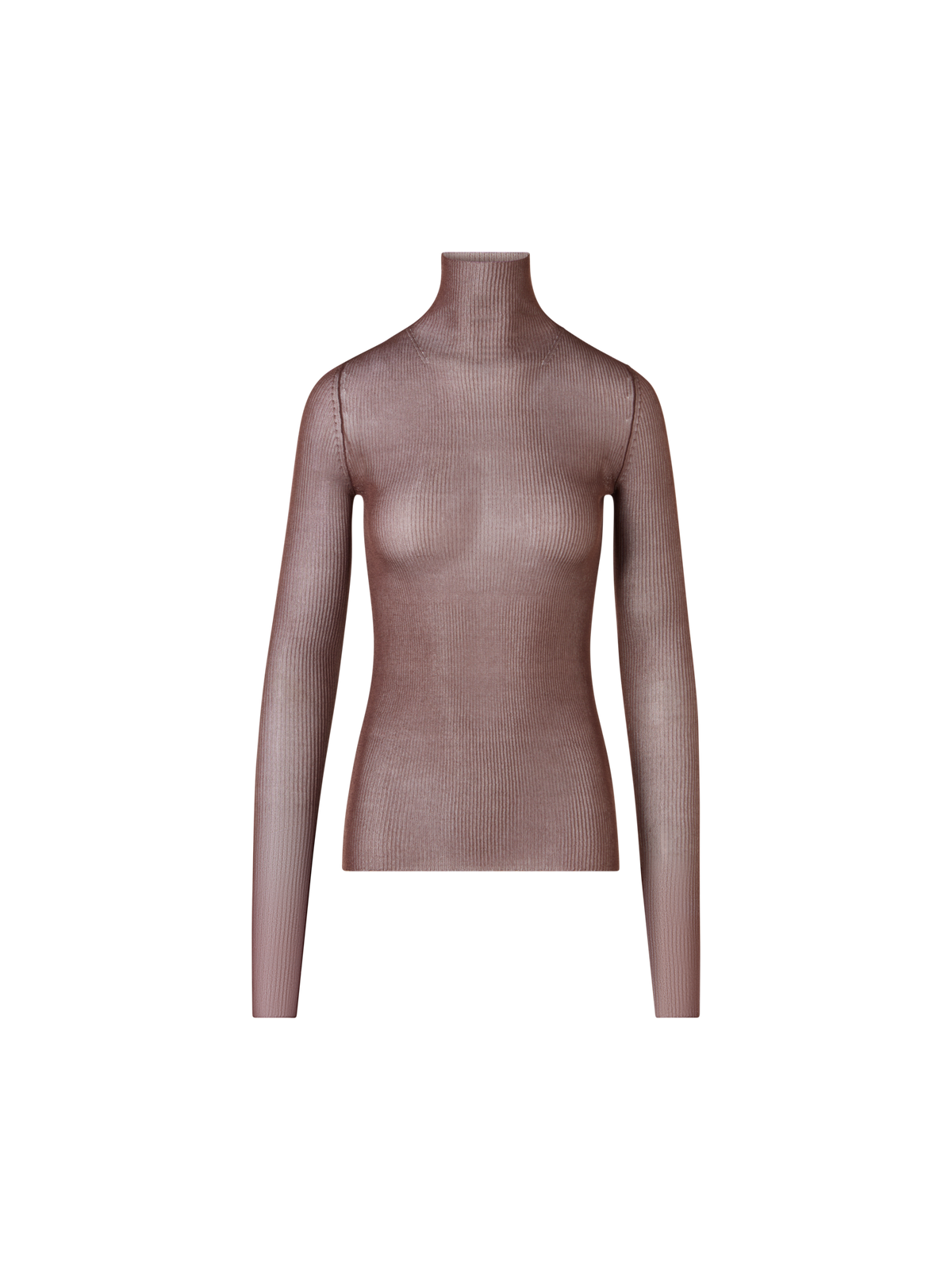 Designer Transparenter Feinripp-Pullover aus Seide - Braun