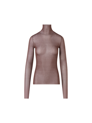 Designer Transparenter Feinripp-Pullover aus Seide - Braun