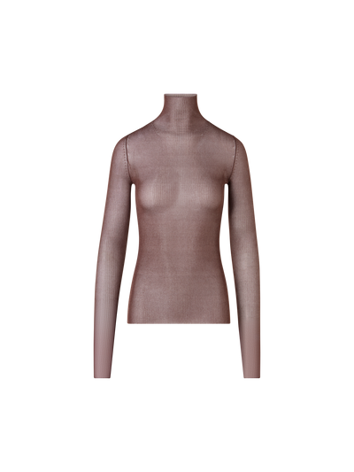 Designer Transparenter Feinripp-Pullover aus Seide - Braun