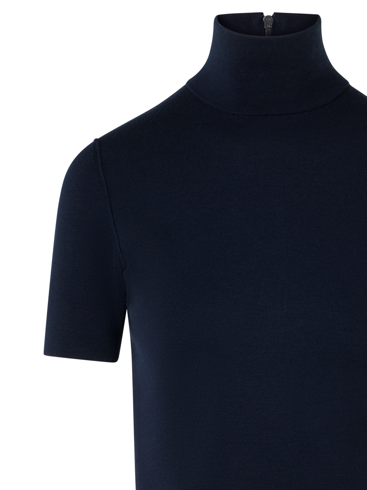 Designer Kurzarm-Pullover aus Woll-Milano-Strick - Dunkelblau