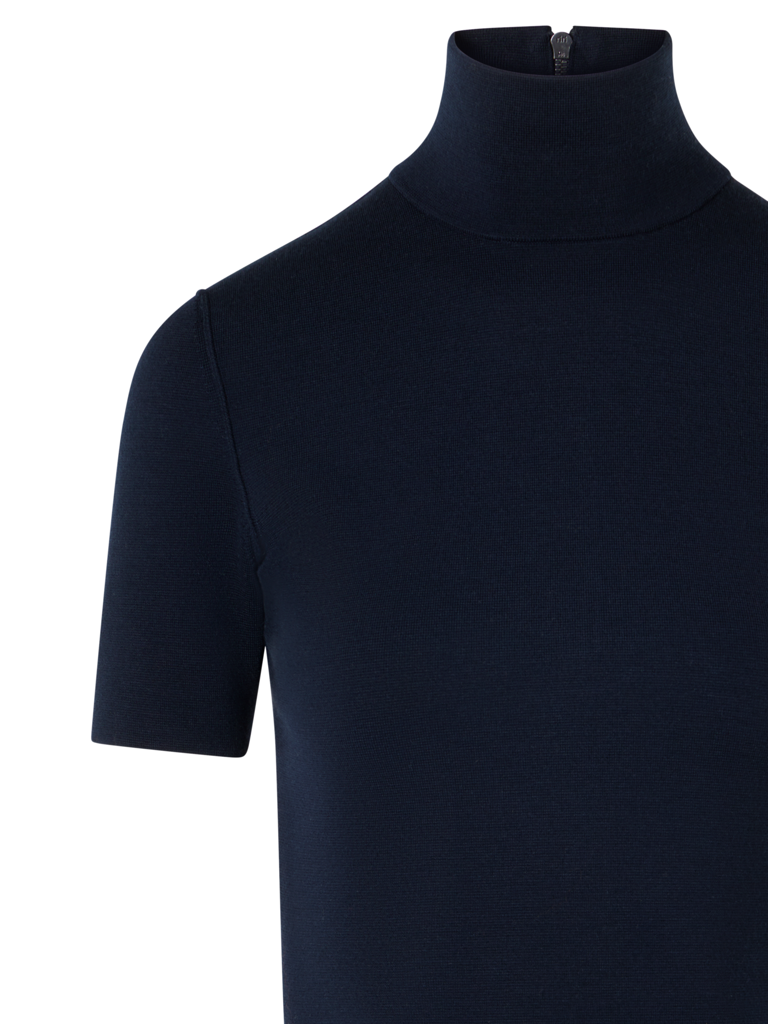 Designer Kurzarm-Pullover aus Woll-Milano-Strick - Dunkelblau