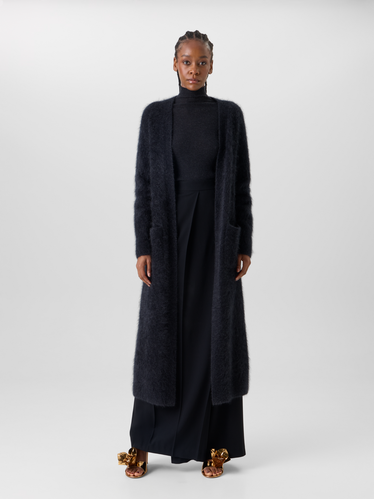 Designer Maxi-Strickmantel aus Cloud Cashmere - Grau 