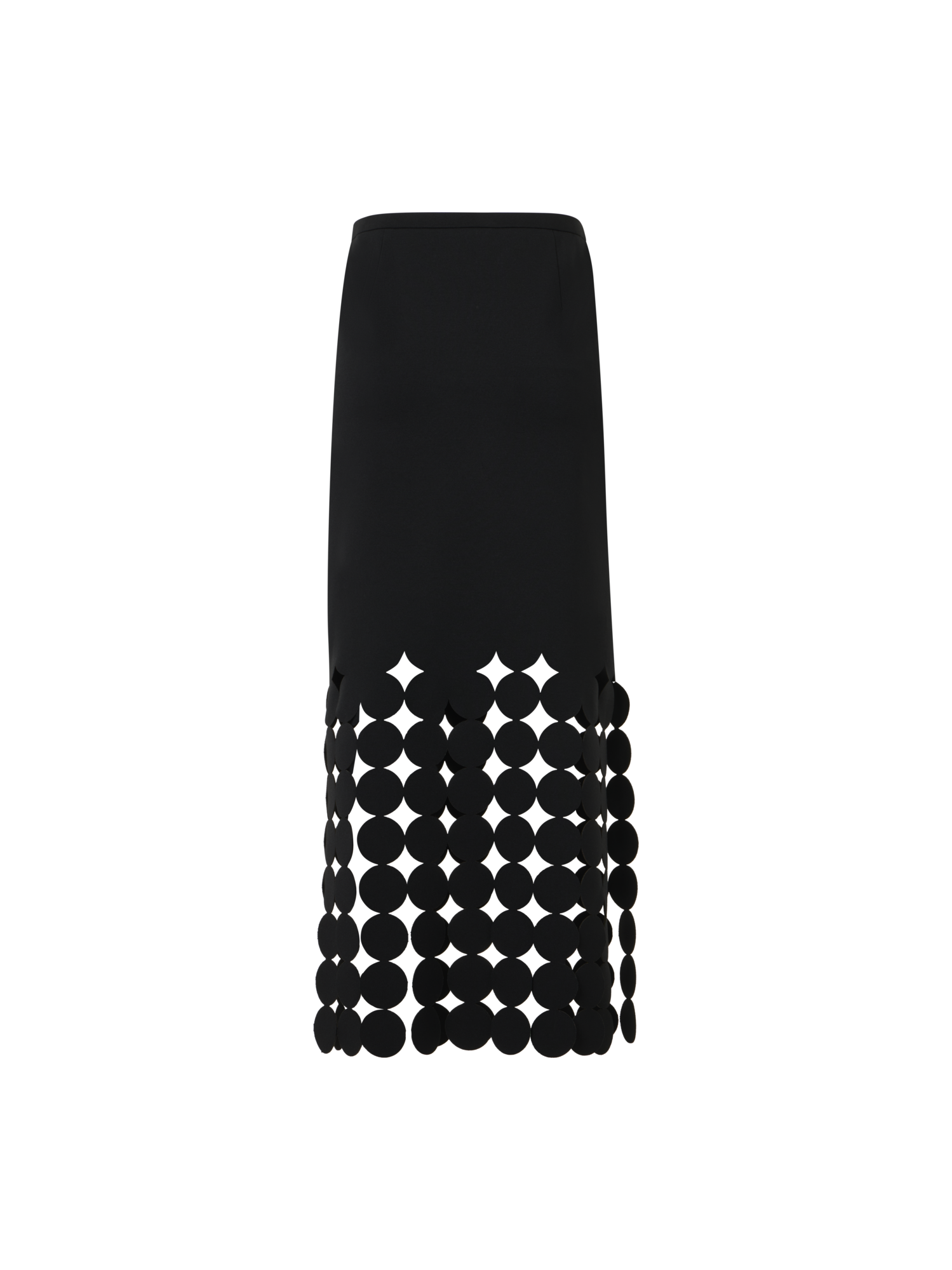 Designer Jersey-Midirock mit fallendem Punktausschnitt und Cut-out - Schwarz